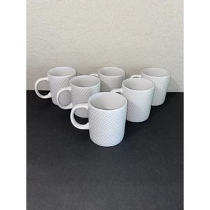 Lot Of 6 Pfaltzgraff Everyday Winston Coffee Mugs Cups White Zig Zag Pattern